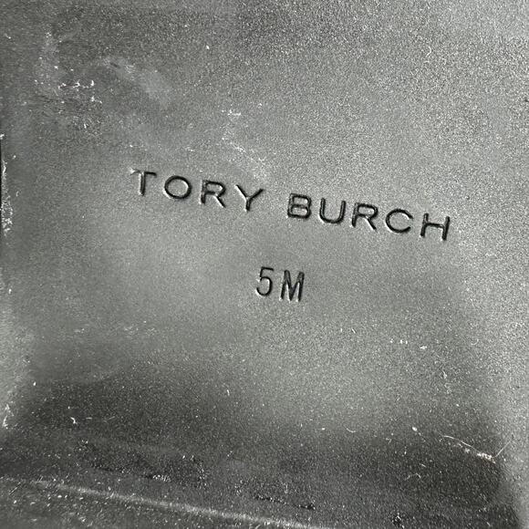 Tory Burch NWOB Chelsea 50mm Lug Suede Black Bootie Size 5M Pull Tab Gold Logo - Picture 8 of 10